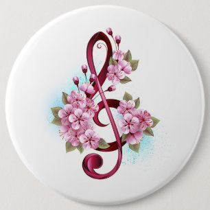 Musikalische Tischtennisnotizen mit Sakura-Blume Button
