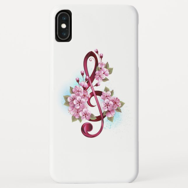 Musikalische Tischtennisnotizen mit Sakura-Blume Case-Mate iPhone Hülle (Rückseite)
