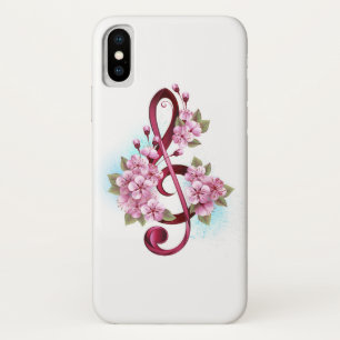 Musikalische Tischtennisnotizen mit Sakura-Blume Case-Mate iPhone Hülle