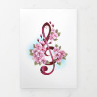 Musikalische Tischtennisnotizen mit Sakura-Blume
