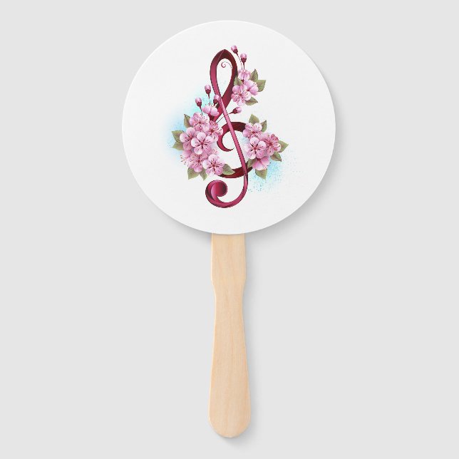 Musikalische Tischtennisnotizen mit Sakura-Blume Fächer (Vorderseite)