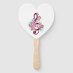 Musikalische Tischtennisnotizen mit Sakura-Blume Fächer