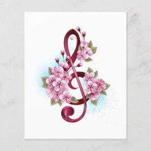 Musikalische Tischtennisnotizen mit Sakura-Blume Flyer