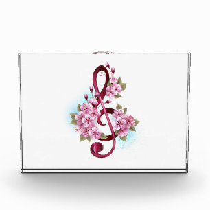 Musikalische Tischtennisnotizen mit Sakura-Blume Fotoblock
