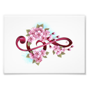 Musikalische Tischtennisnotizen mit Sakura-Blume Fotodruck