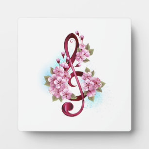 Musikalische Tischtennisnotizen mit Sakura-Blume Fotoplatte