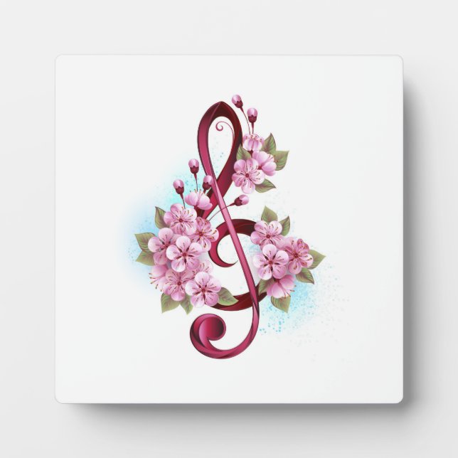 Musikalische Tischtennisnotizen mit Sakura-Blume Fotoplatte (Vorderseite)