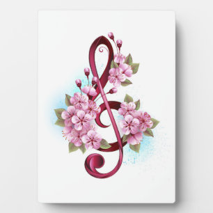 Musikalische Tischtennisnotizen mit Sakura-Blume Fotoplatte