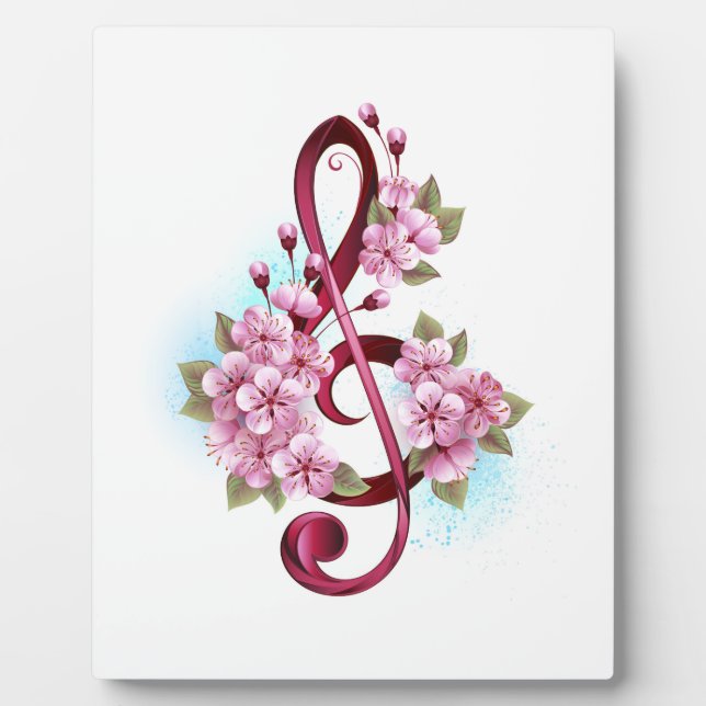 Musikalische Tischtennisnotizen mit Sakura-Blume Fotoplatte (Vorderseite)