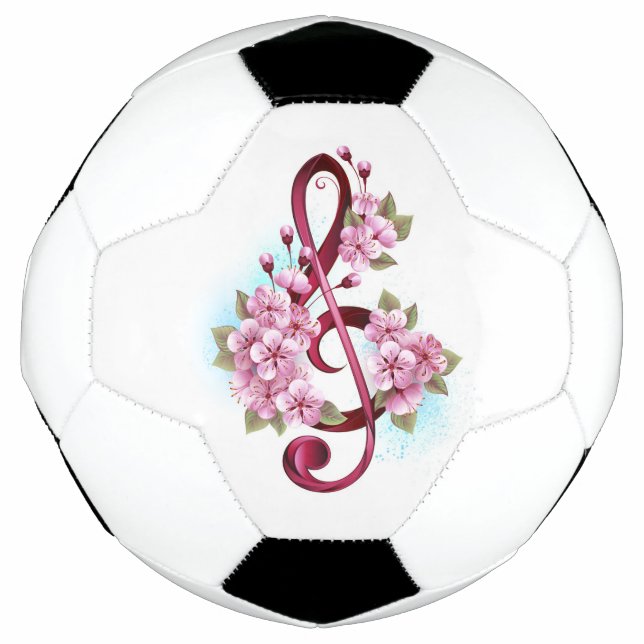 Musikalische Tischtennisnotizen mit Sakura-Blume Fußball (Vorderseite)