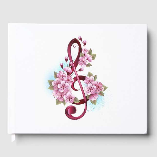 Musikalische Tischtennisnotizen mit Sakura-Blume Gästebuch (Vorderseite)