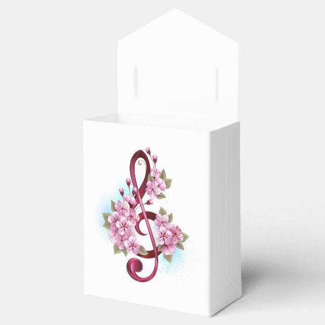 Musikalische Tischtennisnotizen mit Sakura-Blume Geschenkschachtel (Geöffnet)