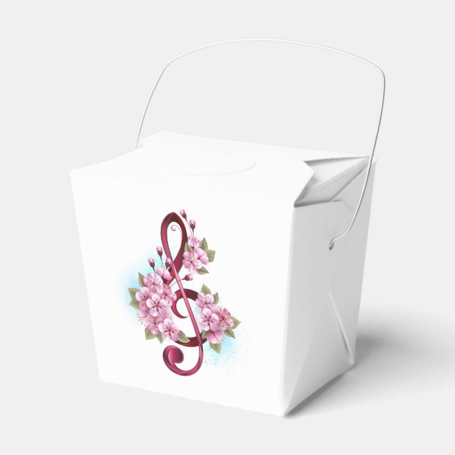 Musikalische Tischtennisnotizen mit Sakura-Blume Geschenkschachtel (Vorderseite)