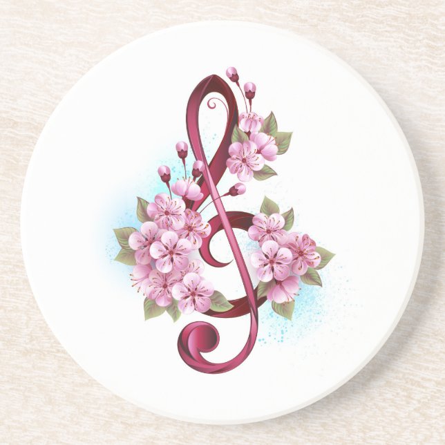 Musikalische Tischtennisnotizen mit Sakura-Blume Getränkeuntersetzer (Vorne)