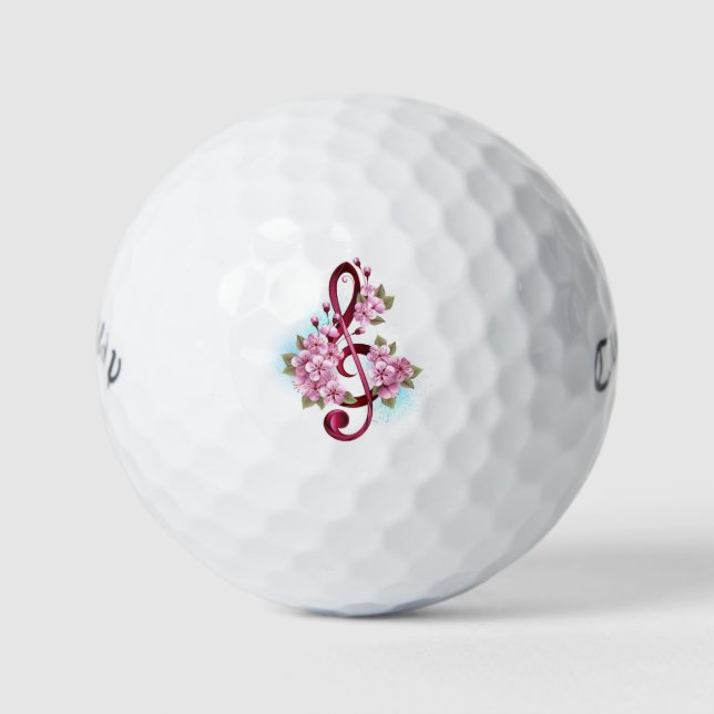 Musikalische Tischtennisnotizen mit Sakura-Blume Golfball (Vorderseite)