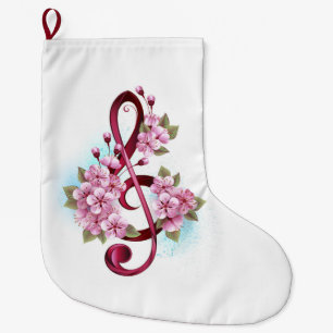 Musikalische Tischtennisnotizen mit Sakura-Blume Großer Weihnachtsstrumpf