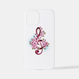 Musikalische Tischtennisnotizen mit Sakura-Blume iPhone 12 Mini Hülle