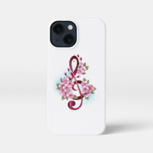 Musikalische Tischtennisnotizen mit Sakura-Blume iPhone 13 Mini Hülle