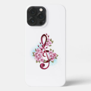 Musikalische Tischtennisnotizen mit Sakura-Blume iPhone 13 Pro Max Hülle