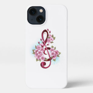 Musikalische Tischtennisnotizen mit Sakura-Blume iPhone Hülle