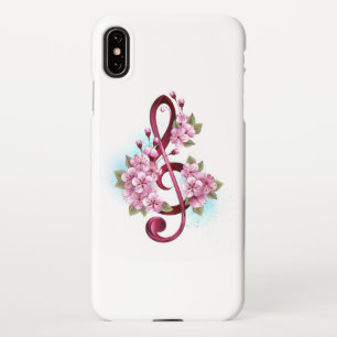 Musikalische Tischtennisnotizen mit Sakura-Blume iPhone Hülle