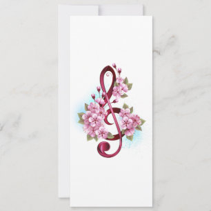 Musikalische Tischtennisnotizen mit Sakura-Blume Karte