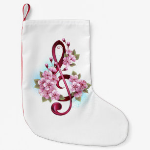 Musikalische Tischtennisnotizen mit Sakura-Blume Kleiner Weihnachtsstrumpf