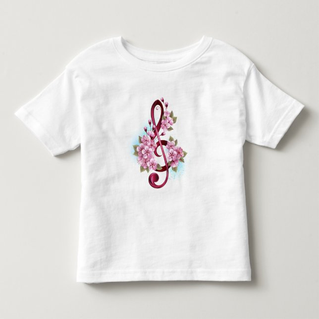 Musikalische Tischtennisnotizen mit Sakura-Blume Kleinkind T-shirt (Vorderseite)