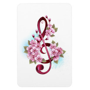 Musikalische Tischtennisnotizen mit Sakura-Blume Magnet