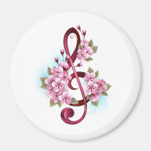 Musikalische Tischtennisnotizen mit Sakura-Blume Magnet