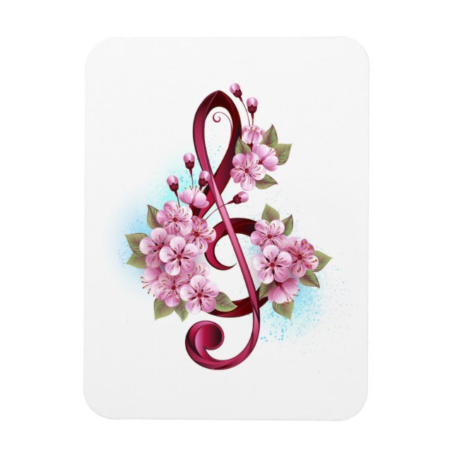 Musikalische Tischtennisnotizen mit Sakura-Blume Magnet (Vertikal)