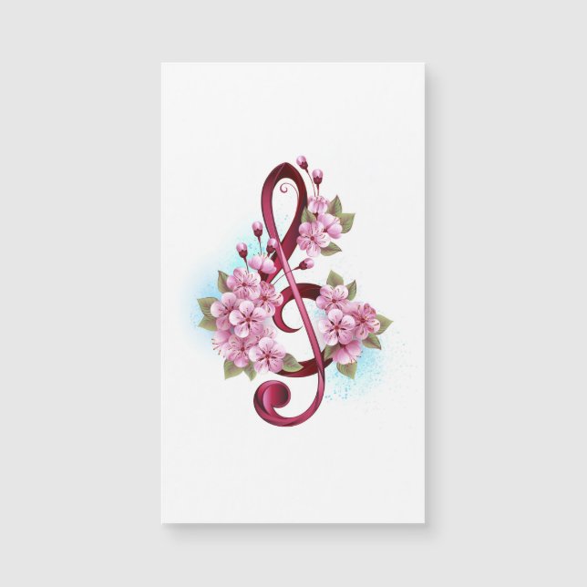 Musikalische Tischtennisnotizen mit Sakura-Blume Magnetkarte (Vorderseite)