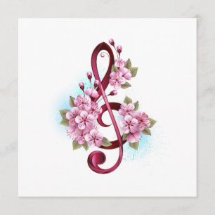 Musikalische Tischtennisnotizen mit Sakura-Blume Menükarte