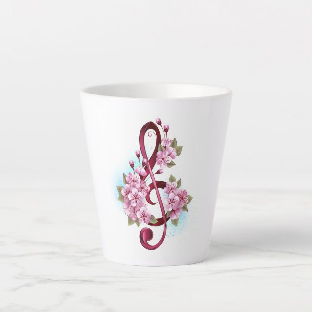 Musikalische Tischtennisnotizen mit Sakura-Blume Milchtasse (Vorderseite)