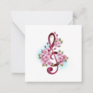 Musikalische Tischtennisnotizen mit Sakura-Blume Mitteilungskarte