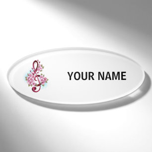 Musikalische Tischtennisnotizen mit Sakura-Blume Namenschild