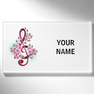 Musikalische Tischtennisnotizen mit Sakura-Blume Namenschild