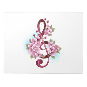 Musikalische Tischtennisnotizen mit Sakura-Blume Notizblock