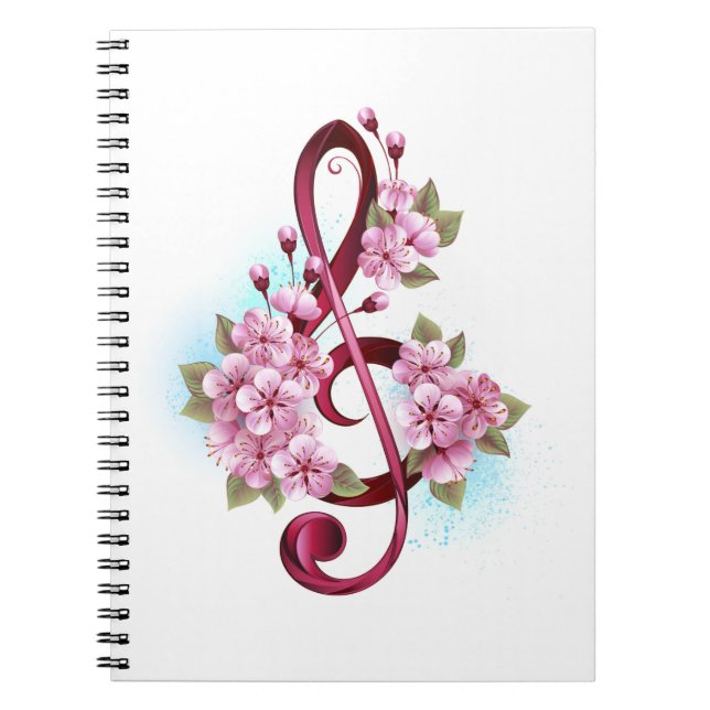 Musikalische Tischtennisnotizen mit Sakura-Blume Notizblock (Vorderseite)