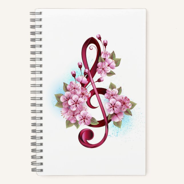 Musikalische Tischtennisnotizen mit Sakura-Blume Notizbuch (Vorderseite)
