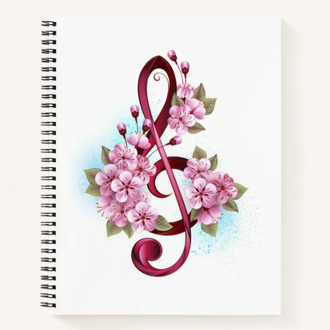 Musikalische Tischtennisnotizen mit Sakura-Blume Notizbuch (Vorderseite)