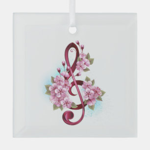 Musikalische Tischtennisnotizen mit Sakura-Blume Ornament Aus Glas