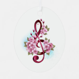 Musikalische Tischtennisnotizen mit Sakura-Blume Ornament Aus Metall