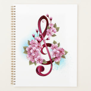 Musikalische Tischtennisnotizen mit Sakura-Blume Planer