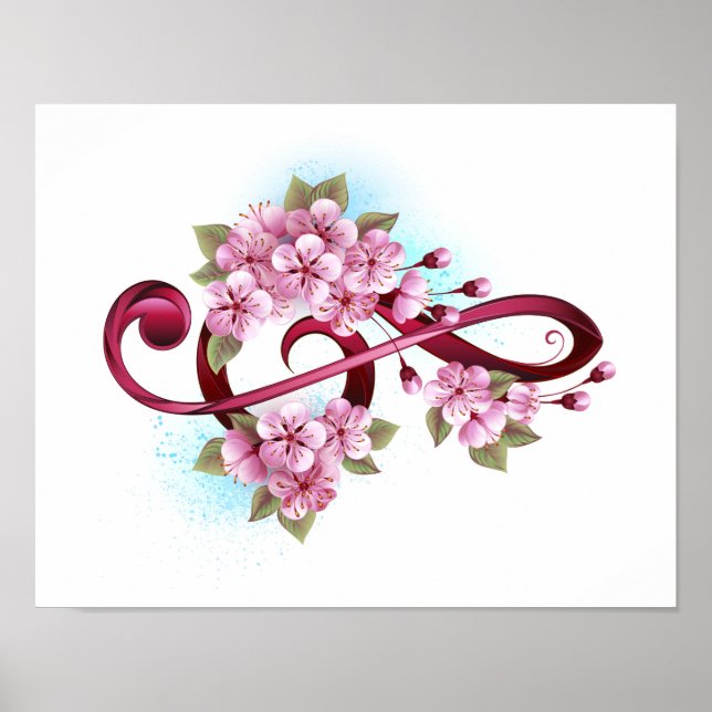 Musikalische Tischtennisnotizen mit Sakura-Blume Poster (Vorne)