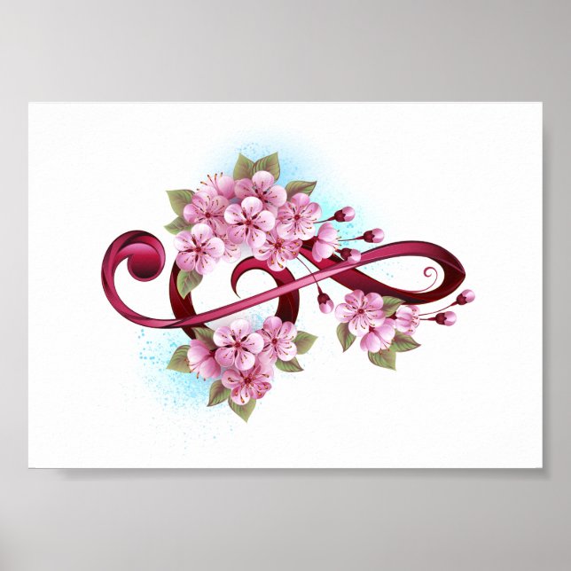 Musikalische Tischtennisnotizen mit Sakura-Blume Poster (Vorne)