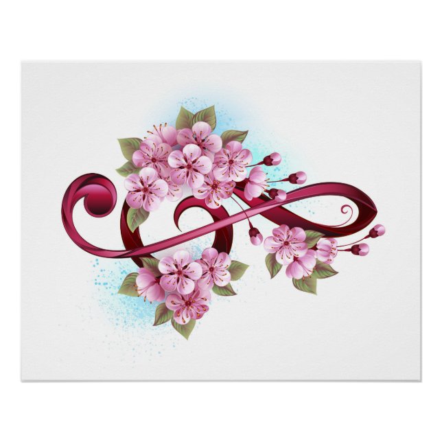Musikalische Tischtennisnotizen mit Sakura-Blume Poster (Vorderseite)