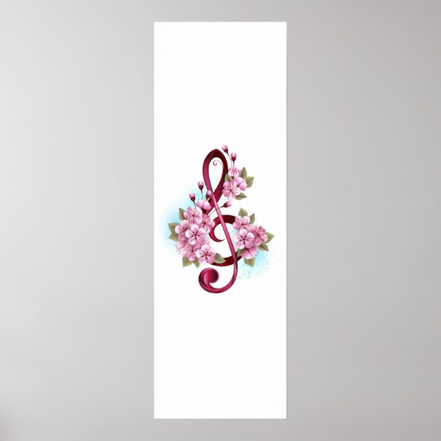 Musikalische Tischtennisnotizen mit Sakura-Blume Poster (Vorne)