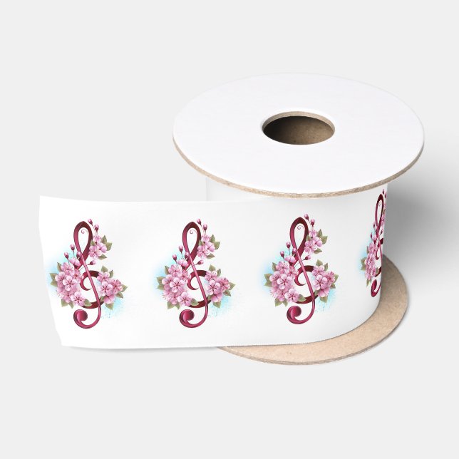 Musikalische Tischtennisnotizen mit Sakura-Blume Satinband (Spule)