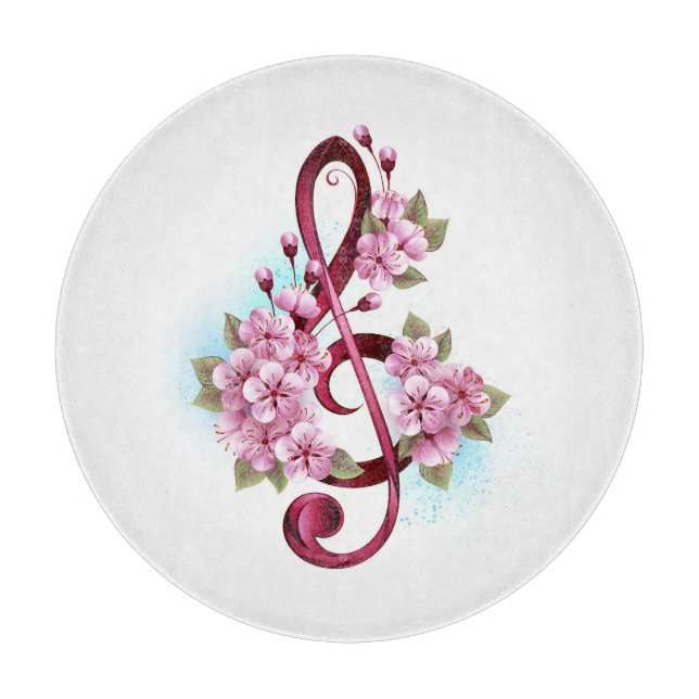 Musikalische Tischtennisnotizen mit Sakura-Blume Schneidebrett (Vorderseite)